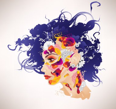 çiçekli kadın profili