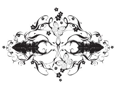 çiçekler ve böcekler ile dekoratif grafik