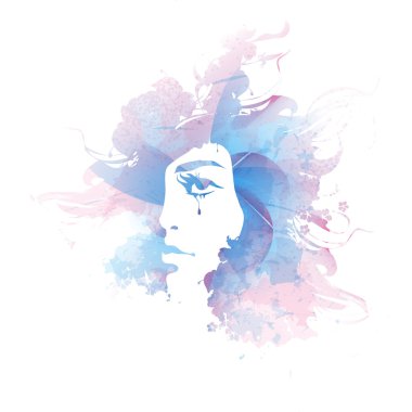 kız yüz suluboya stil
