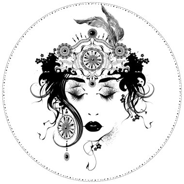 vektör art nouveau tarzı kız
