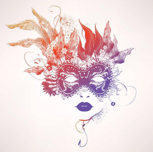 Abstract woman face with flowers.