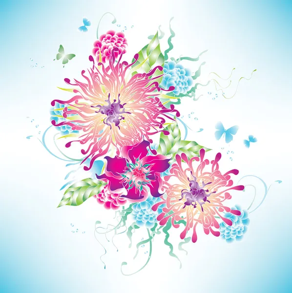 Vector colorful flowers graphic — Stock Vector