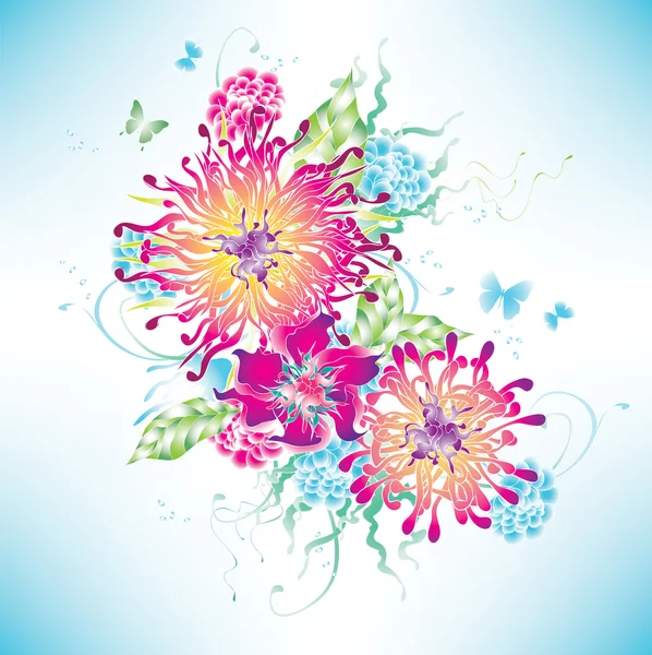Vettore multicolore fiori grafico — Vettoriale Stock