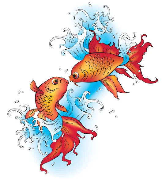 Vector decorative goldfish in tattoo style — Stock Vector