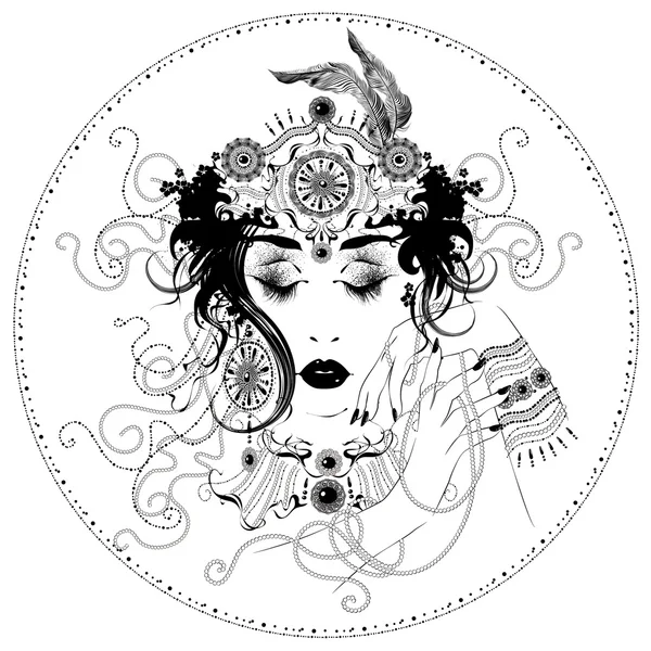 Vector art nouveau stil flicka — Stock vektor