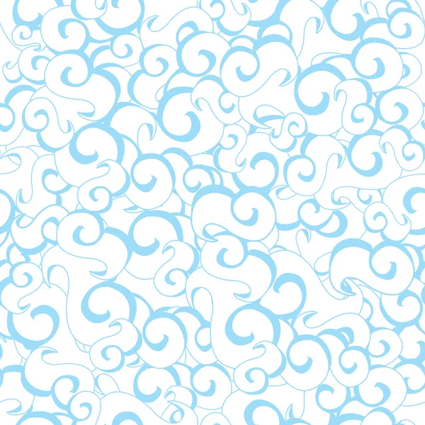 Seamless old school pattern with blue clouds — Stock Vector