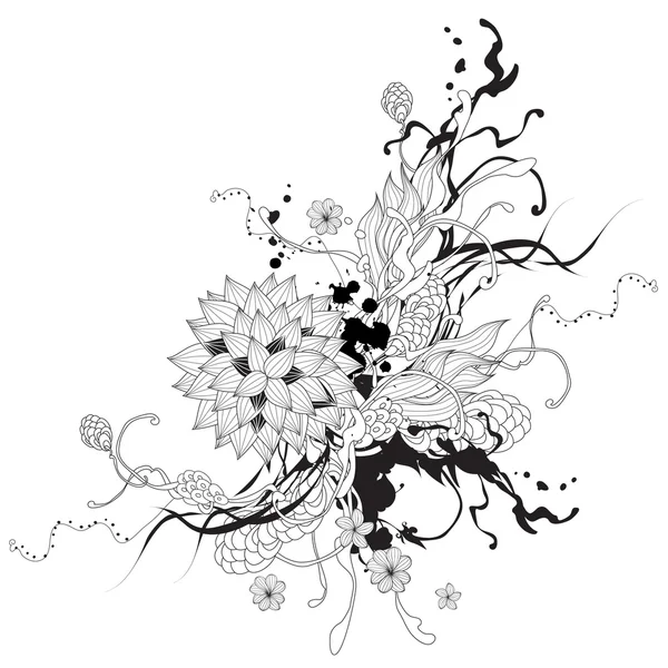 Eléments floraux abstraits noir et blanc Vecteurs De Stock Libres De Droits