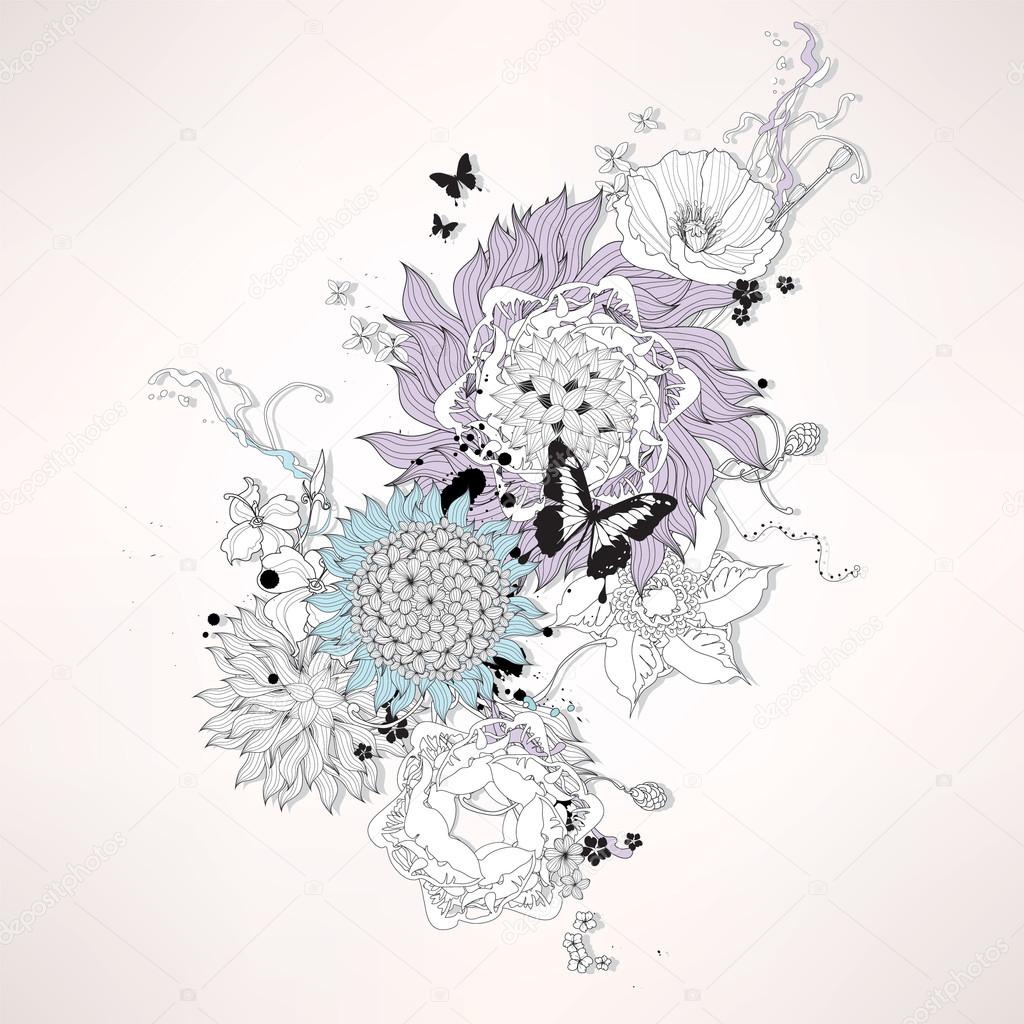 Vector abstract flowers