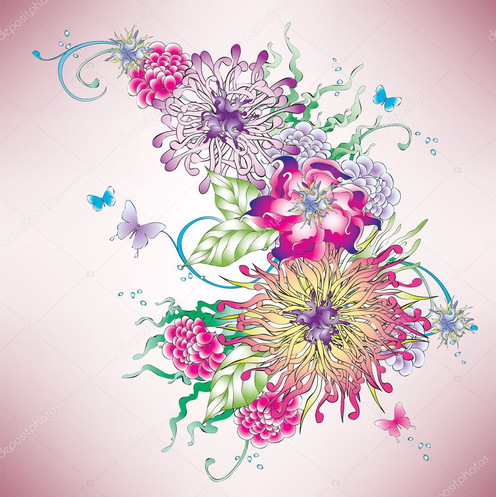 Vector flowers composition