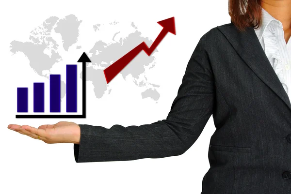 Graph on hand women business — Stock Photo, Image