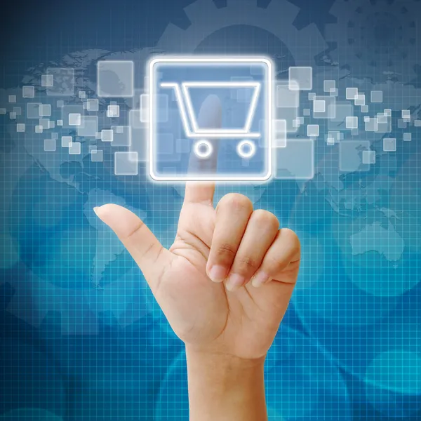 Hand press on Shopping Cart icon — Stock Photo, Image