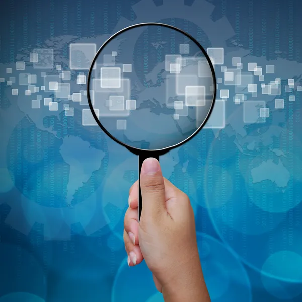 Blank in Magnifying glass screen interface background — Stock Photo, Image