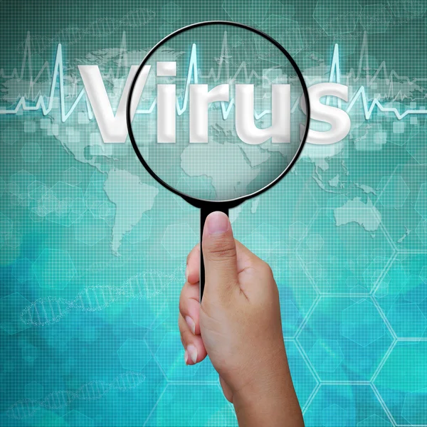 Virus , word in Magnifying glass , background medical — Stock Photo, Image