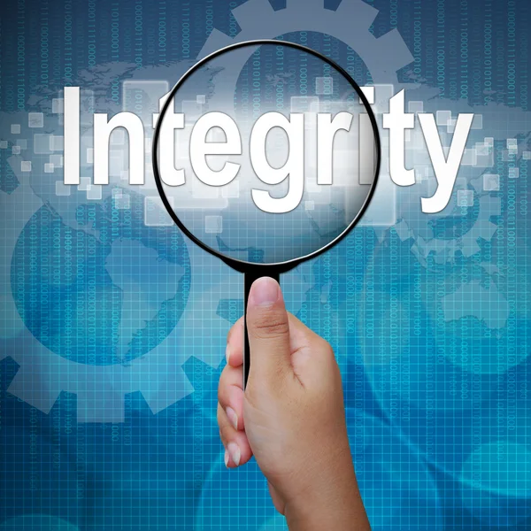 Integrity, word in Magnifying glass ,business background — Stock Photo, Image
