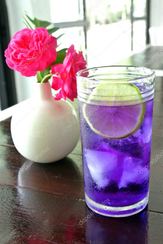 Butterfly pea Soft drink on Table