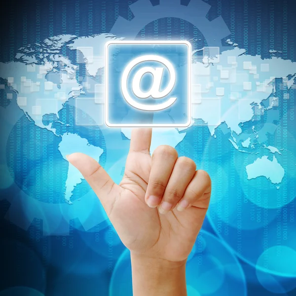 In press mail icon on business background blue color — Stock Photo, Image