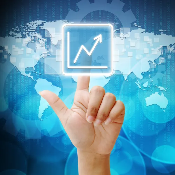 Sajtó üzleti ábra ikon a business kék háttérszínnel — Stock Fotó