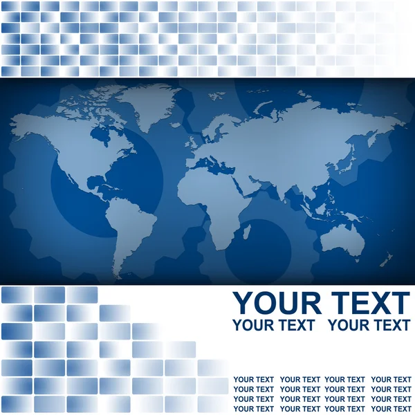 Kaart van de wereld in abstracte zakelijke achtergrond blauwe kleur — Stockfoto