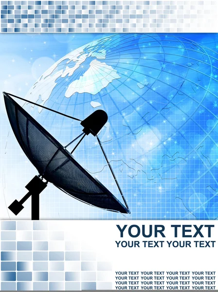 Satellitenschüssel für Kommunikation und Technologie, abstrakter geschäftlicher Hintergrund — Stockfoto