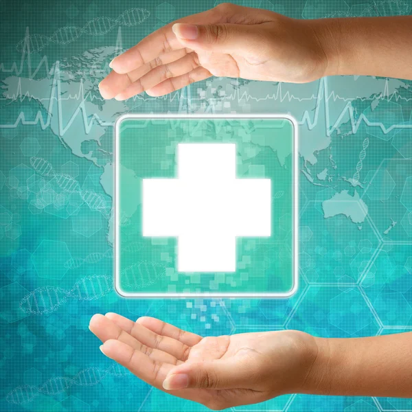 Medical icon First Aid in hand — Stock Photo, Image