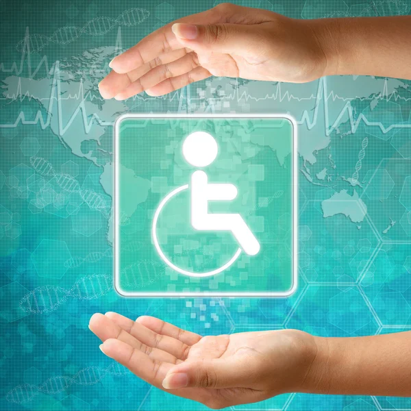 Medical icon Disabled in hand — Stock Photo, Image