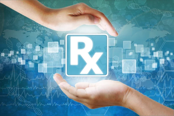 Medical icon, Prescription symbol in hand — Stock Photo, Image