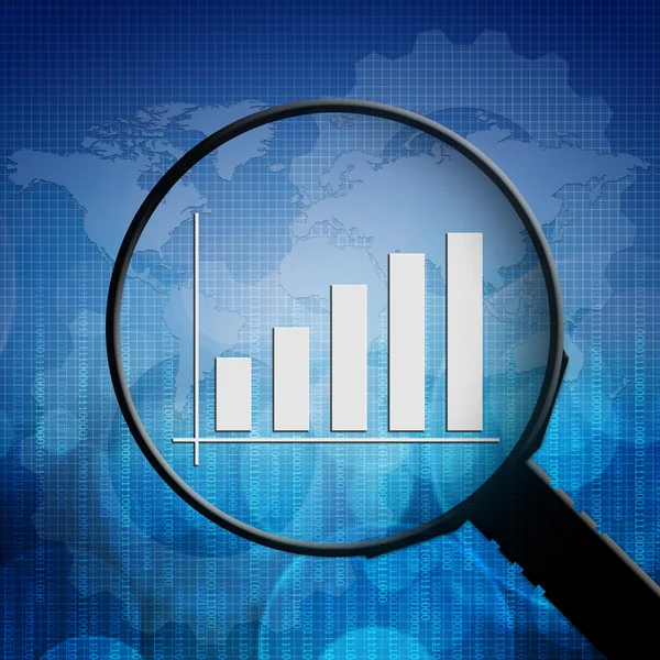 Business Graph in Magnifying glass — Stock Photo, Image