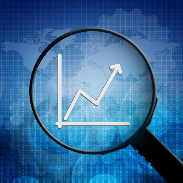 Business diagram i förstoringsglas — Stockfoto