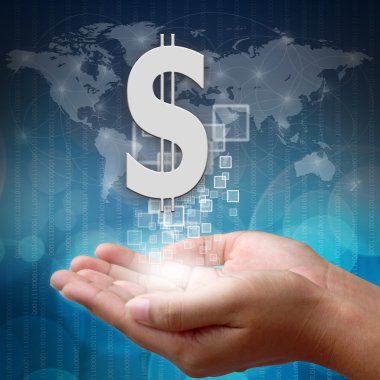 el üstünde dolar işareti sembolü