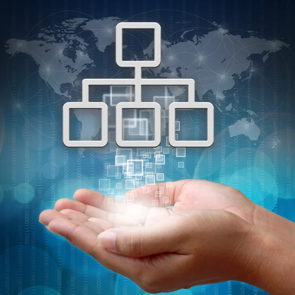 Network symbol on hand — Stock Photo, Image