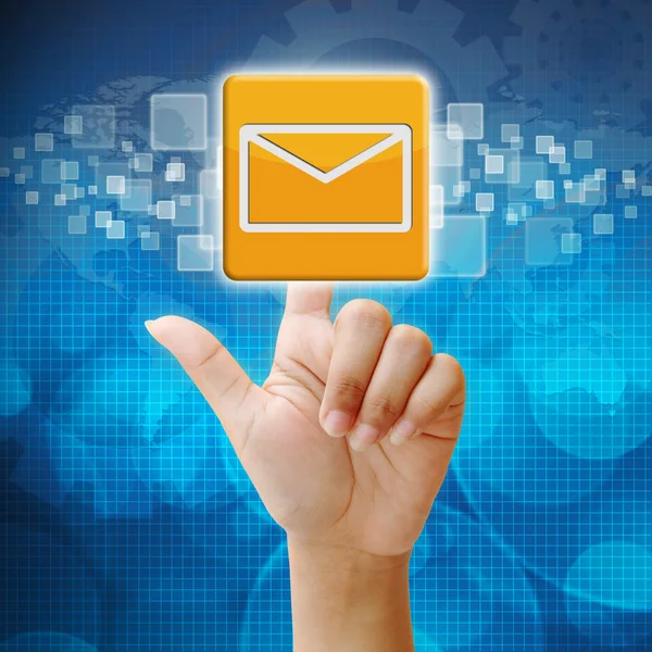 In press email icon on touch screen interface — Stock Photo, Image