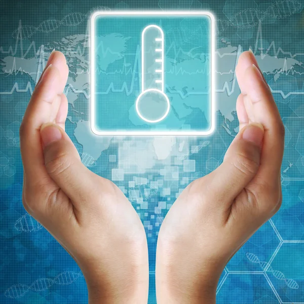 Thermometer icon in hand ,medical icon — Stock Photo, Image