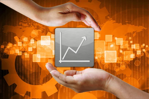 Üzleti grafikon a kezében, üzleti háttér — Stock Fotó