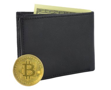 Beyaz arkaplan üzerinde kavramlaştırılmış kripto para değişimi için gerekli bir Bitcoin Cüzdanı kullanımı.