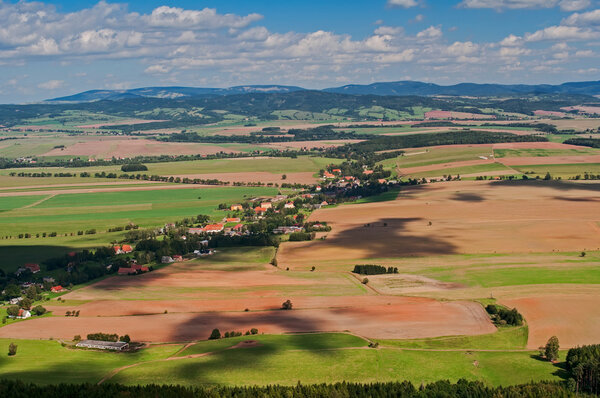 View of European countryside during the sunny day.
