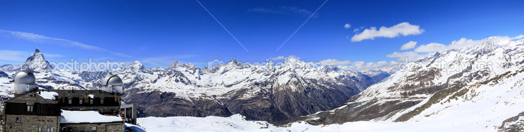 Panoramic shot of swiss alps mountain