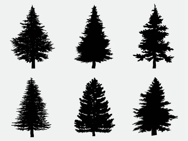 Colección Silueta Árbol Negro Estilo Símbolo Fondo Blanco Puede Ser — Vector de stock