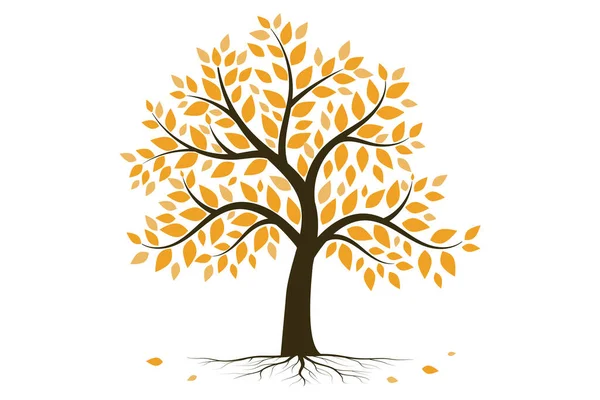 Autumn Big Tree Autumn Dry Leave Nature Branch Plant Vector — Stock Vector