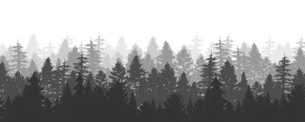 Fondo Del Bosque Árboles Negros Ilustraciones Aisladas Dibujadas Mano Árbol — Vector de stock