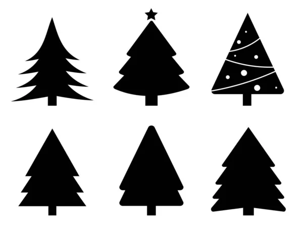 Collezione Silhouette Albero Natale Icona Può Essere Utilizzato Illustrare Qualsiasi — Vettoriale Stock