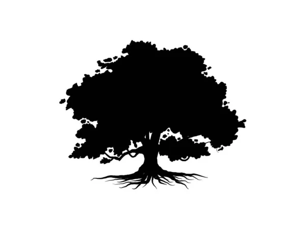Силуэт Дерева Корня Изолирован Белом Фоне — стоковый вектор