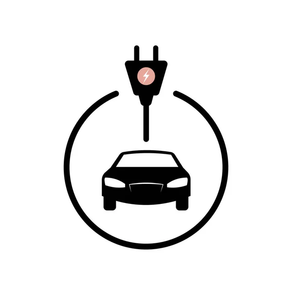 Vektor Illustration Von Elektroautos Und Ladesäulen Symbolen Oder Logo Stil — Stockvektor