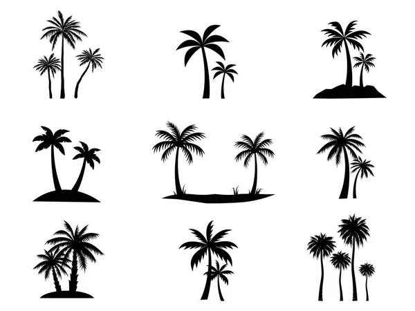 Collezione Black Coconut Trees Icona Può Essere Utilizzato Illustrare Qualsiasi — Vettoriale Stock