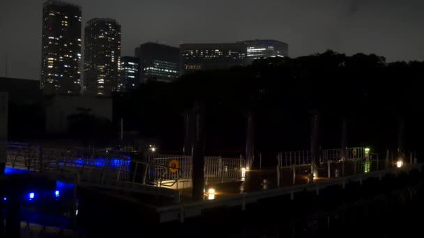 Tóquio Águas Takeshiba Visão Noturna 2021 Maio — Vídeo de Stock