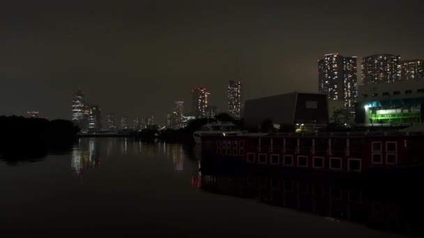 Tokyo Waters Takeshiba Night View 2021 May — Stock Video