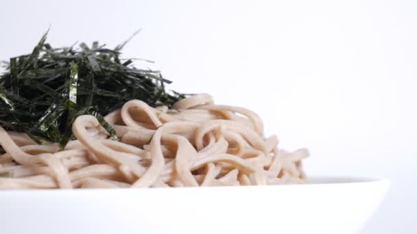 Japanse Soba Met Zeewier — Stockvideo