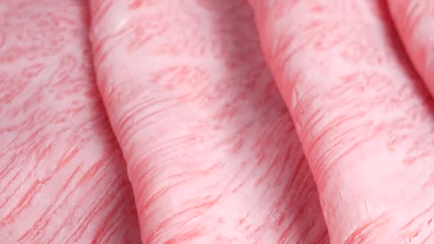 Japansk Svart Nötkött Axel Rygg Skiva Kuroge Wagyu — Stockvideo