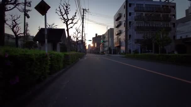 Tokyo Kameido Tidig Morgon Cykling 2021Vår — Stockvideo