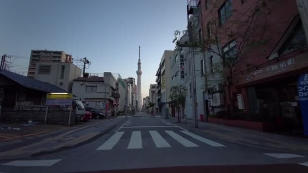Tokyo Kinshicho Wczesny Poranek Kolarstwo 2021 Wiosna — Wideo stockowe