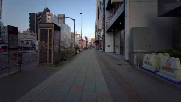 Tokyo Kinshicho Tidig Morgon Cykling 2021 Vår — Stockvideo